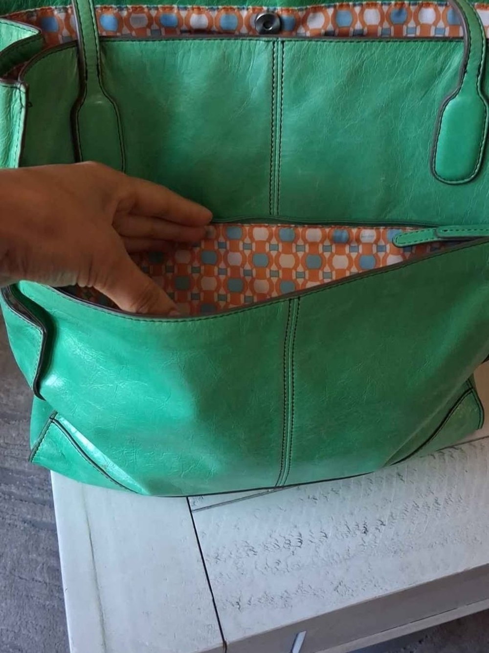 HOBO Emerald Green Leather Tote - Picture 9 of 13